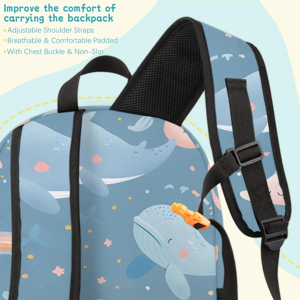 Whale Carry on Travel Backpack for Women Men Water resistant Lightweight Rucksack Backpack for Weekender Casual Work Hiking Nautical Theme Sea Coastal