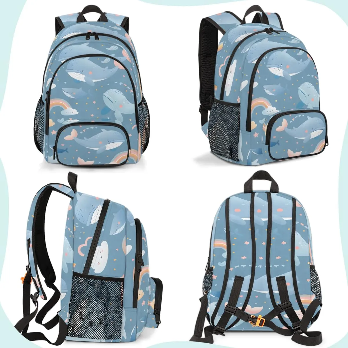 Whale Carry on Travel Backpack for Women Men Water resistant Lightweight Rucksack Backpack for Weekender Casual Work Hiking Nautical Theme Sea Coastal