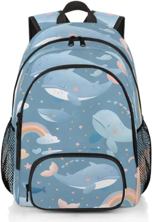 Whale Carry on Travel Backpack for Women Men Water resistant Lightweight Rucksack Backpack for Weekender Casual Work Hiking Nautical Theme Sea Coastal