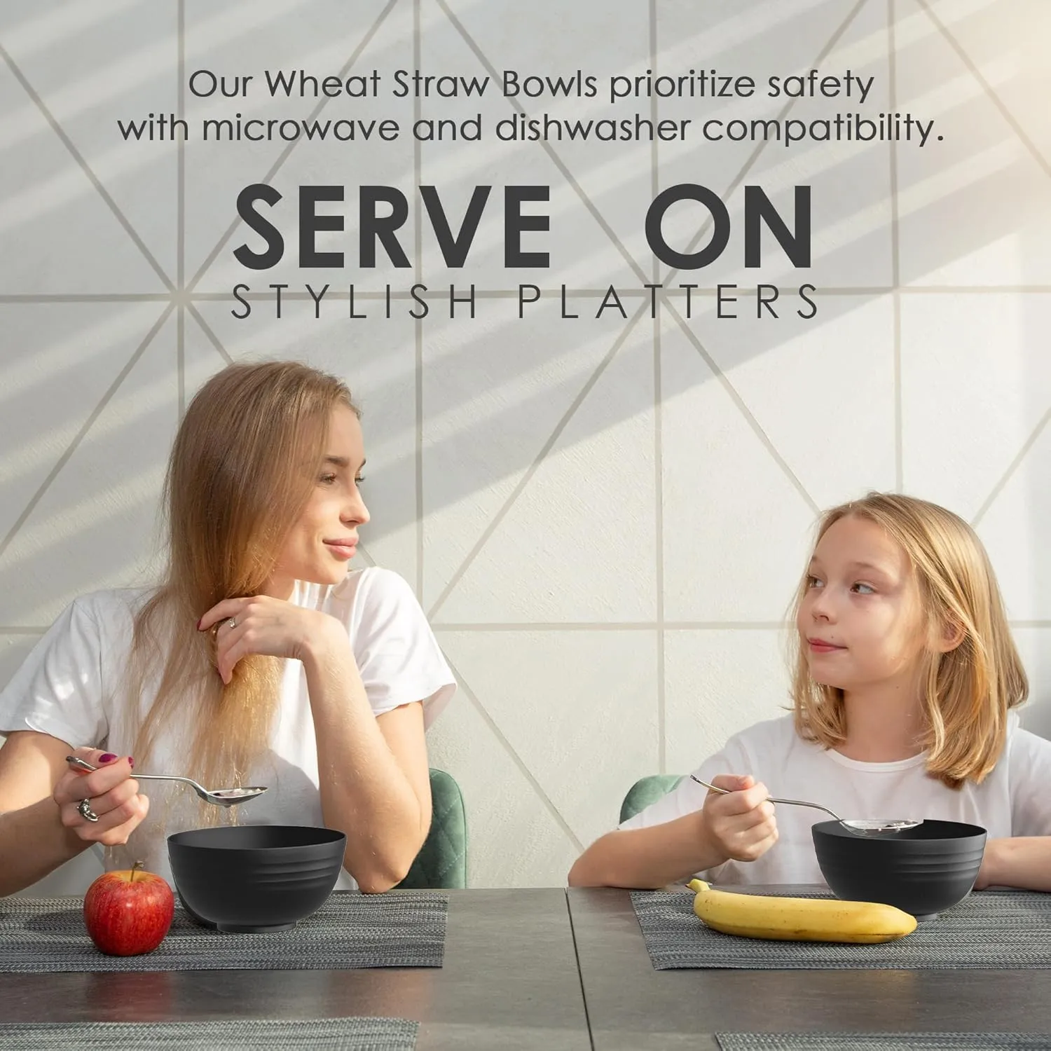 Wheat Straw Bowls - Set of 8 Unbreakable Bowls (26oz) - Microwave Safe for Kids' Cereal, Salad & Pasta - Lightweight Camping Bowl