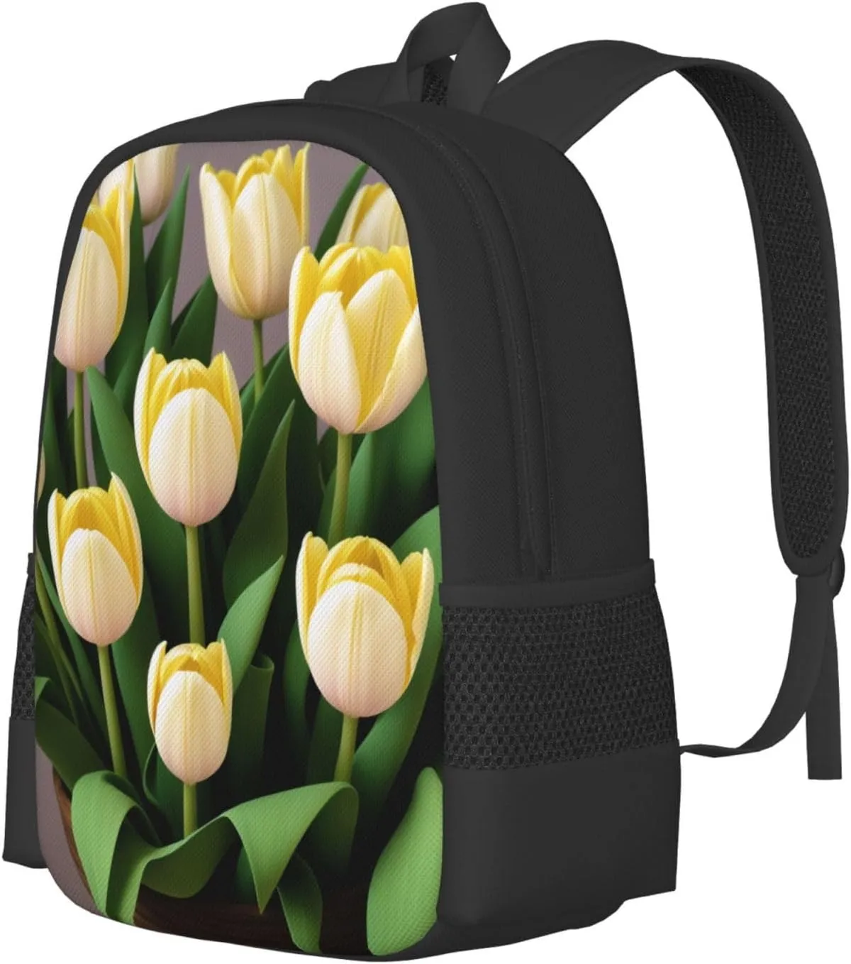 White Yellow Tulips Backpack Lightweight Simple Casual Backpack Shoulder Bags Large Capacity Laptop Backpack