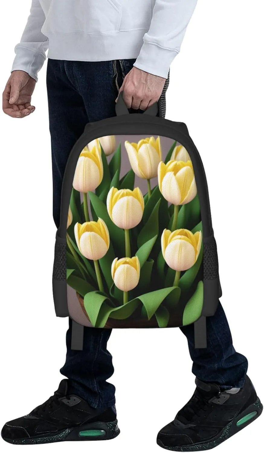 White Yellow Tulips Backpack Lightweight Simple Casual Backpack Shoulder Bags Large Capacity Laptop Backpack
