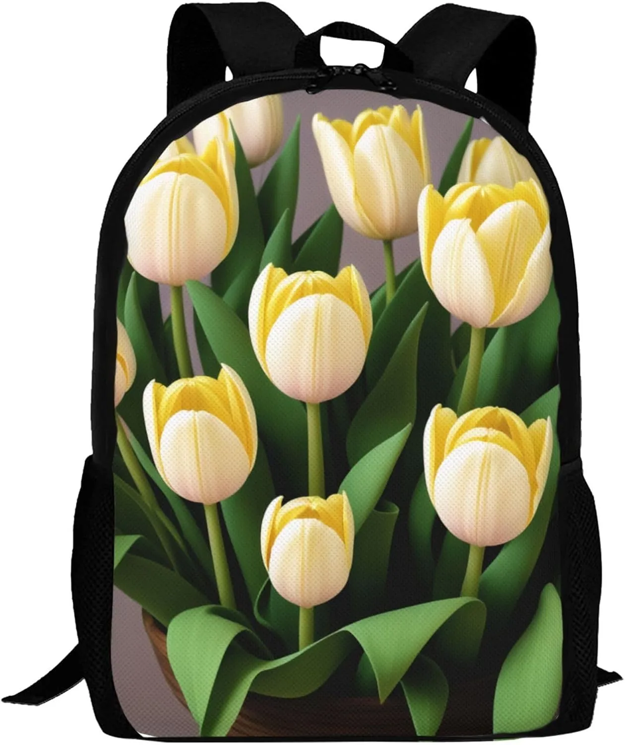 White Yellow Tulips Backpack Lightweight Simple Casual Backpack Shoulder Bags Large Capacity Laptop Backpack
