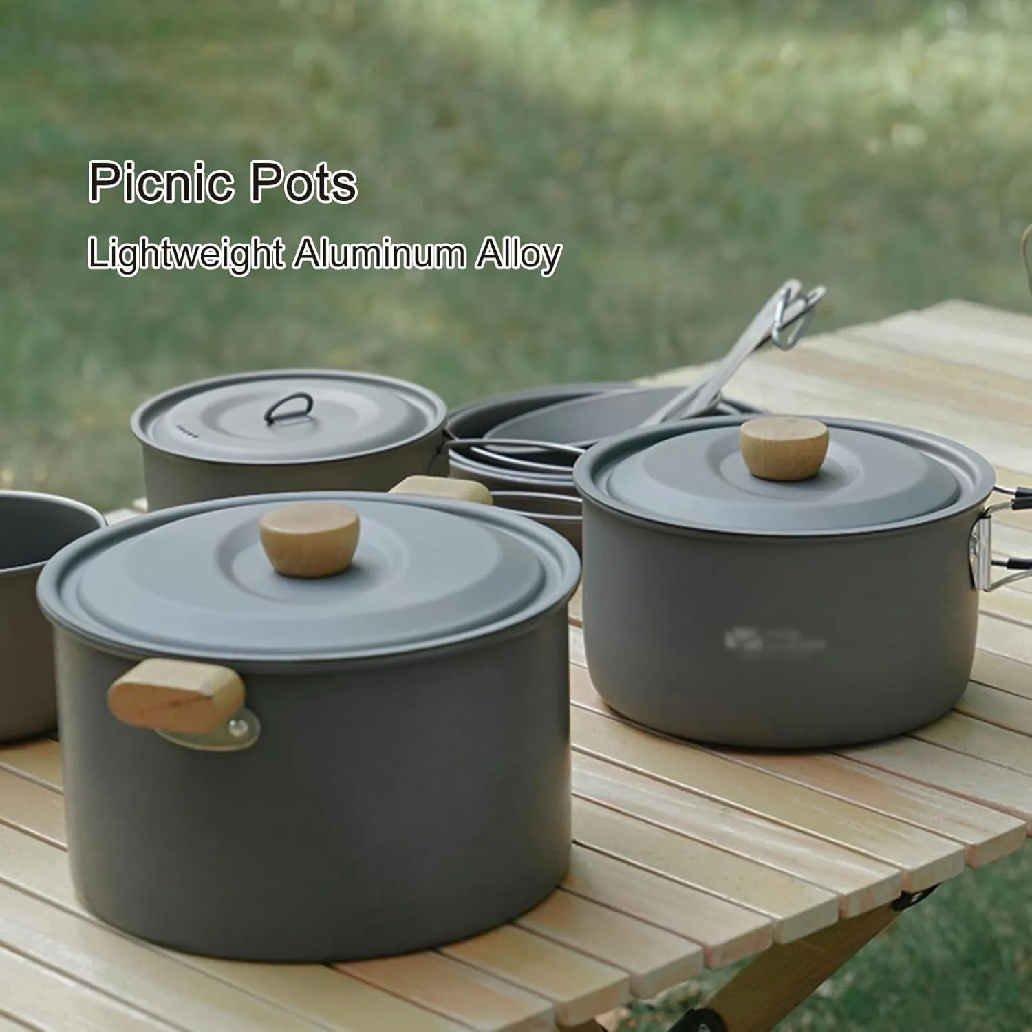 WHYATT Camping Pot, Camping Cookware Set, Camping Cookset, Non-Stick Lightweight Pot Pan Set with for Camping Outdoor Picnic