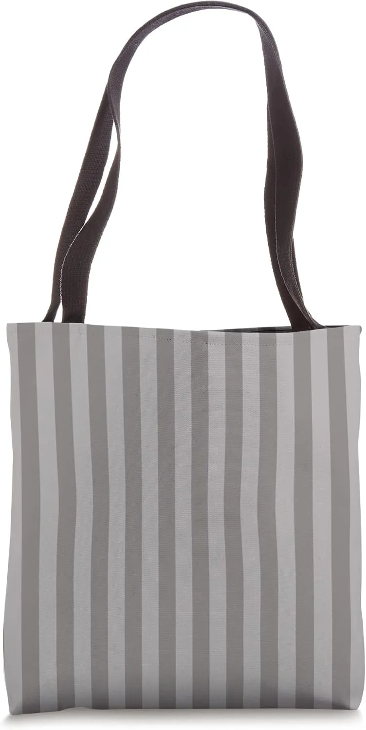 Wide Granite Gray Cabana Tent Stripe Tote Bag