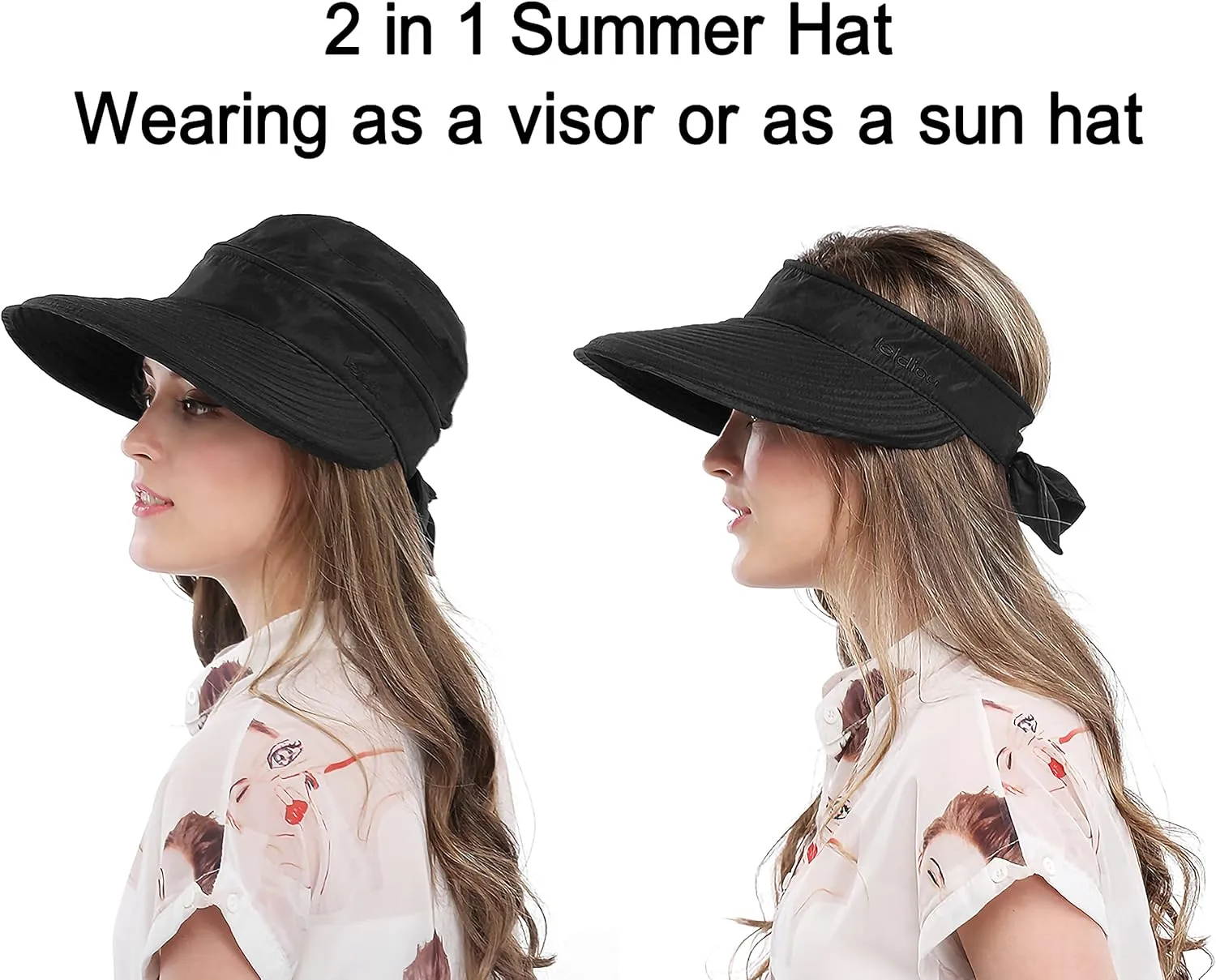 Wide Large Brim Sun Hat Summer UV Protection Thin Hat 2 in 1 Beach Sun Hat