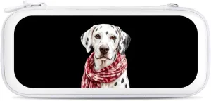 Winter Dalmatian Dog Compatible with Switch Carrying Case Hard Travel Game Bag Pouch with 15 Games Accessories