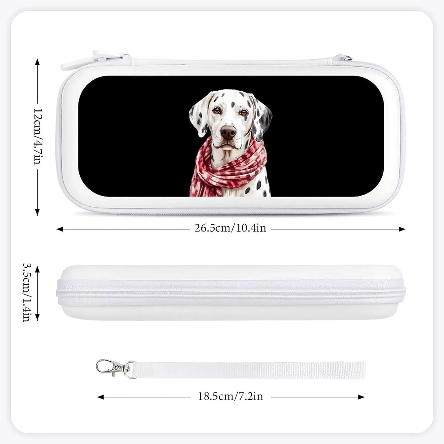 Winter Dalmatian Dog Compatible with Switch Carrying Case Hard Travel Game Bag Pouch with 15 Games Accessories