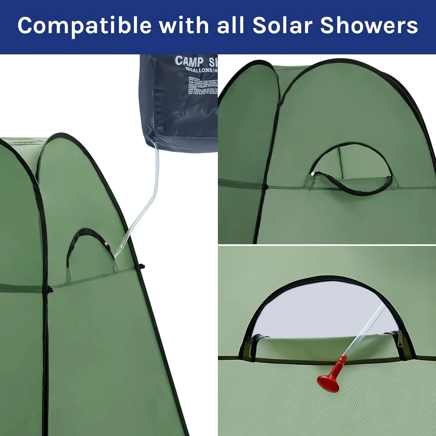 WolfWise Portable Pop Up Privacy Shower Tent, Spacious Changing Room, Dressing Room, Sun Sunshade Canopy Outdoor Rain Shelter, Backpack Privacy Shelters for Camping, Hiking, Beach, Toilet, Large Green