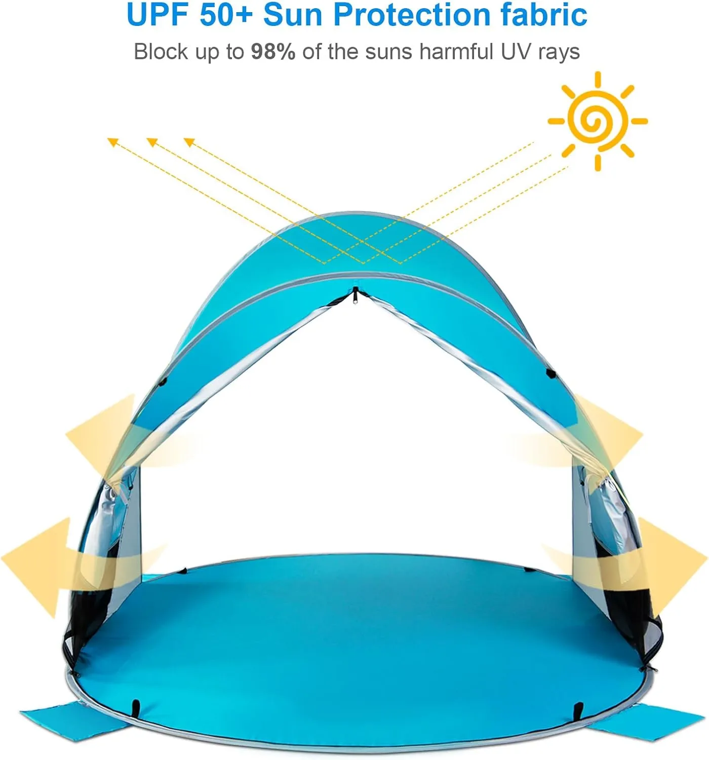 WolfWise UPF 50  Easy Pop Up 3-4 Person Beach Tent Sport Umbrella Instant Sun Shelter Tent Sun Shade Canopy