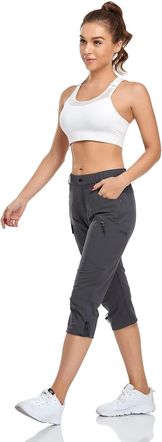 Women's Capri Pants Lightweight Outdoor Cargo Hiking Capris Quick Dry UPF 50 with Zipper Pockets