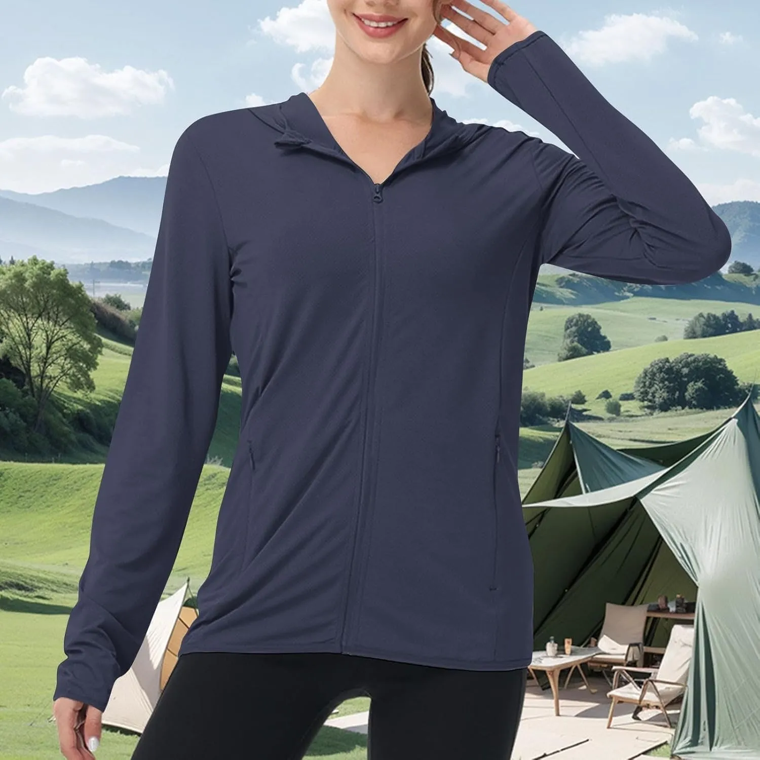 Women's UPF 50  UV Sun Protection Jacket Hooded SPF Cooling Sun Shirt Lightweight Hiking Fishing Summer Clothing