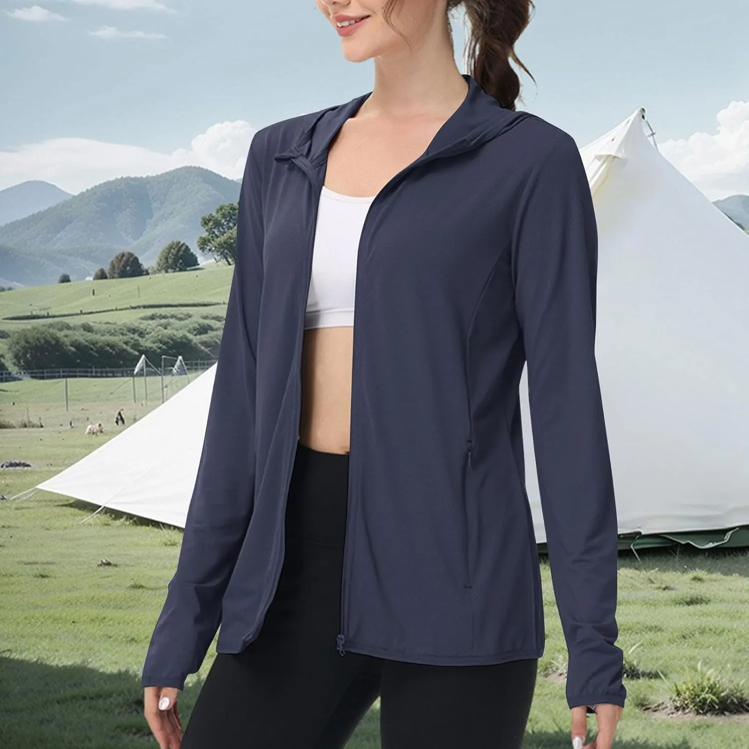 Women's UPF 50  UV Sun Protection Jacket Hooded SPF Cooling Sun Shirt Lightweight Hiking Fishing Summer Clothing