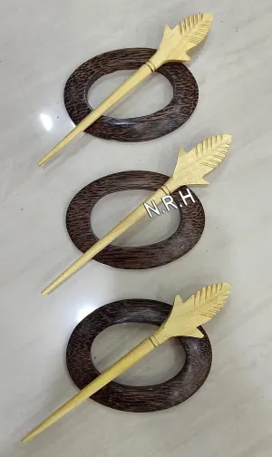 Wooden Hair Pick Stick Barrette Retro Hair-clip Hand Carved Wood Jewelry | Women Hair Slide | luxury Bridal hair Accessories | leave Design Hair Stick | Set of 3