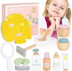 Wooden Makeup Toy Set for Kids Beauty Salon Pretend Play Toys for Toddlers Skin Care Learning Toys Cute Pretend Makeup Kit for Girls and Boys. (Beauty Salon)