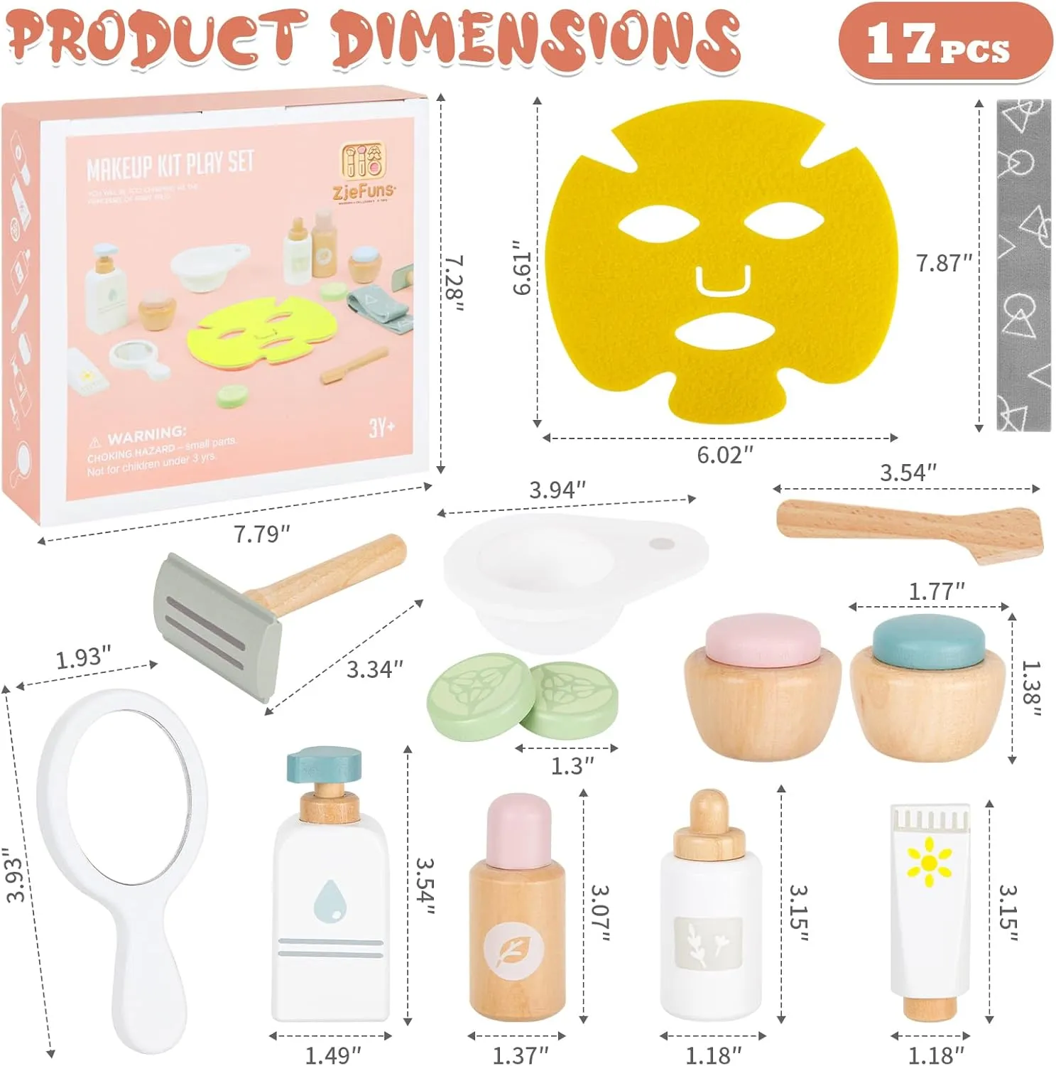 Wooden Makeup Toy Set for Kids Beauty Salon Pretend Play Toys for Toddlers Skin Care Learning Toys Cute Pretend Makeup Kit for Girls and Boys. (Beauty Salon)