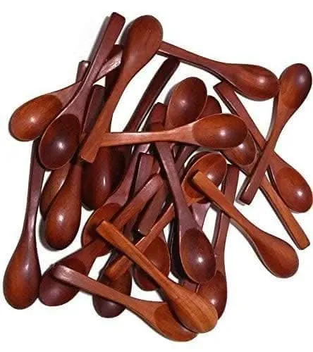 Wooden Small Spoon Serving Spoons Set Spoon for DesertNon Stick Serving (Set of 12)