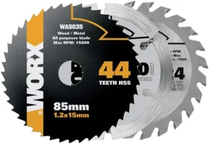 Worx WA8501 Versacut Compact Circ Saw 3pc Variety Cutting Blade Set