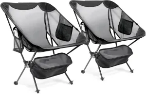 WTVIDAS 2 Pack Ultralight Foldable Camping Chairs - Breathable Mesh Backpacking Chair for Outdoor Picnic, Beach, and Hiking