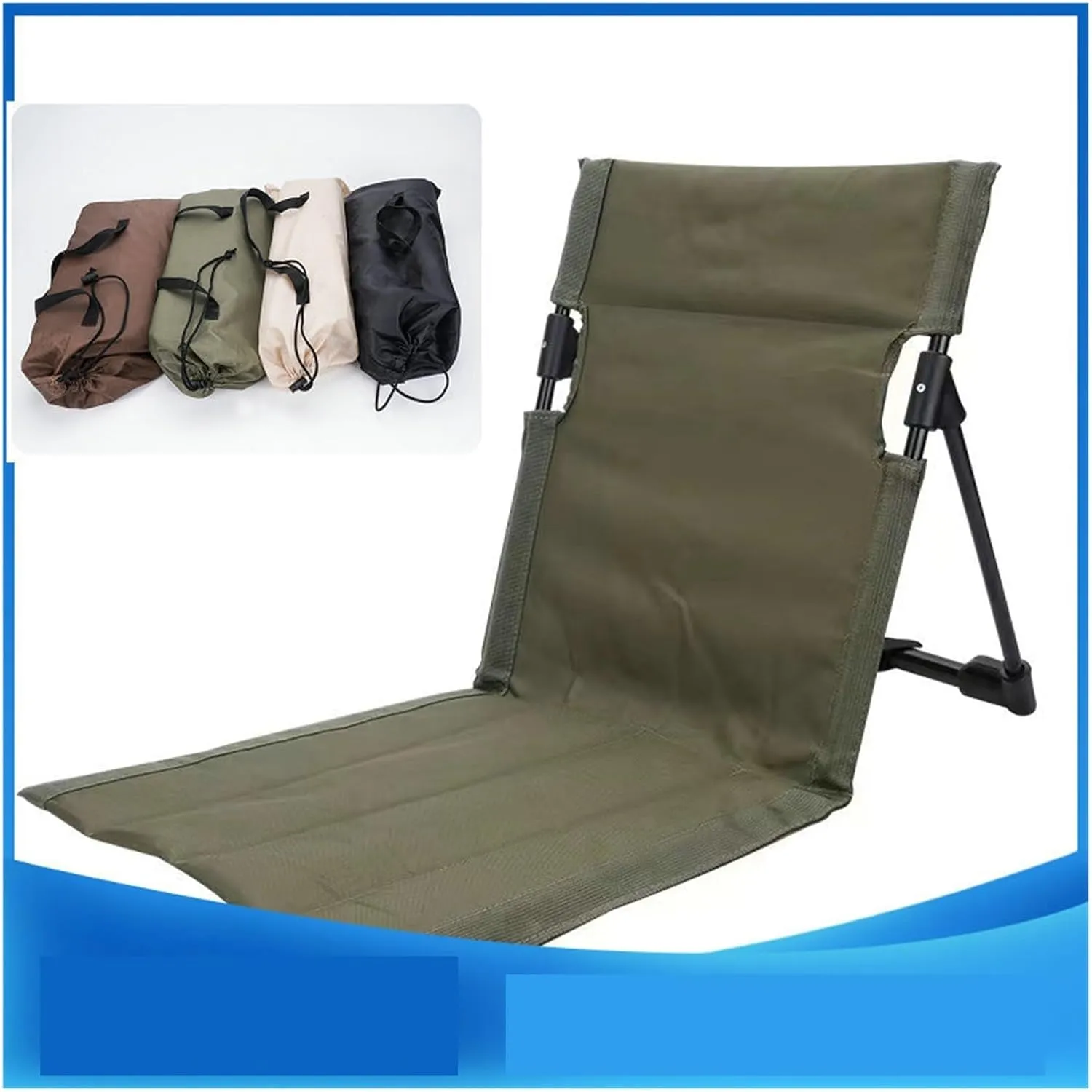 WUXUYI&NING Outdoor Folding Portable Recliner, Folding Chair for Easy Storage, Outdoor Camping Chair, Beach, Camping, Lawn, Music Festival, Travel(Khaki)