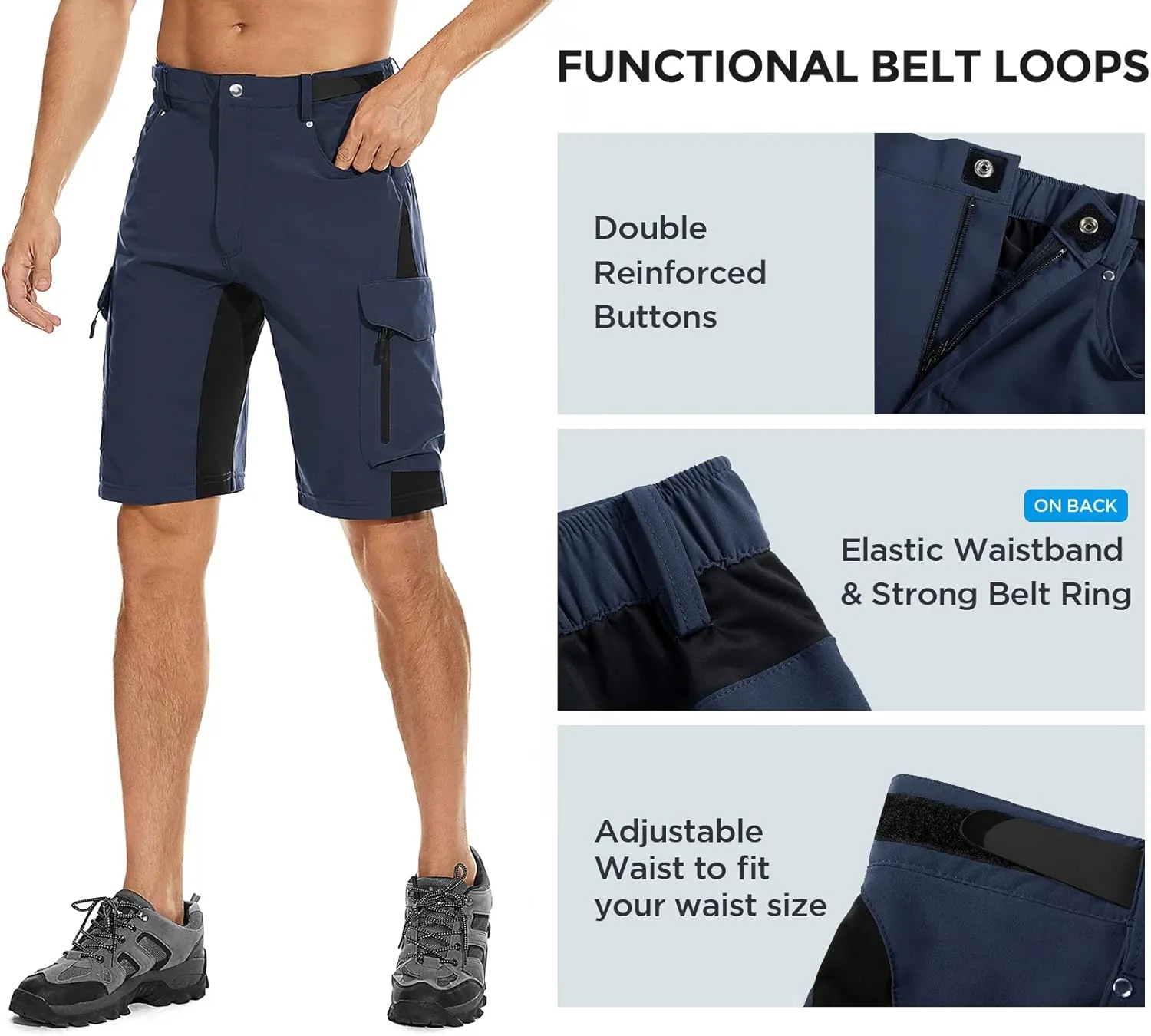 XKTTAC Men's Outdoor Quick Dry Lightweight Stretchy Shorts for Hiking, Tactical, Camping, Travel with 6 Pockets