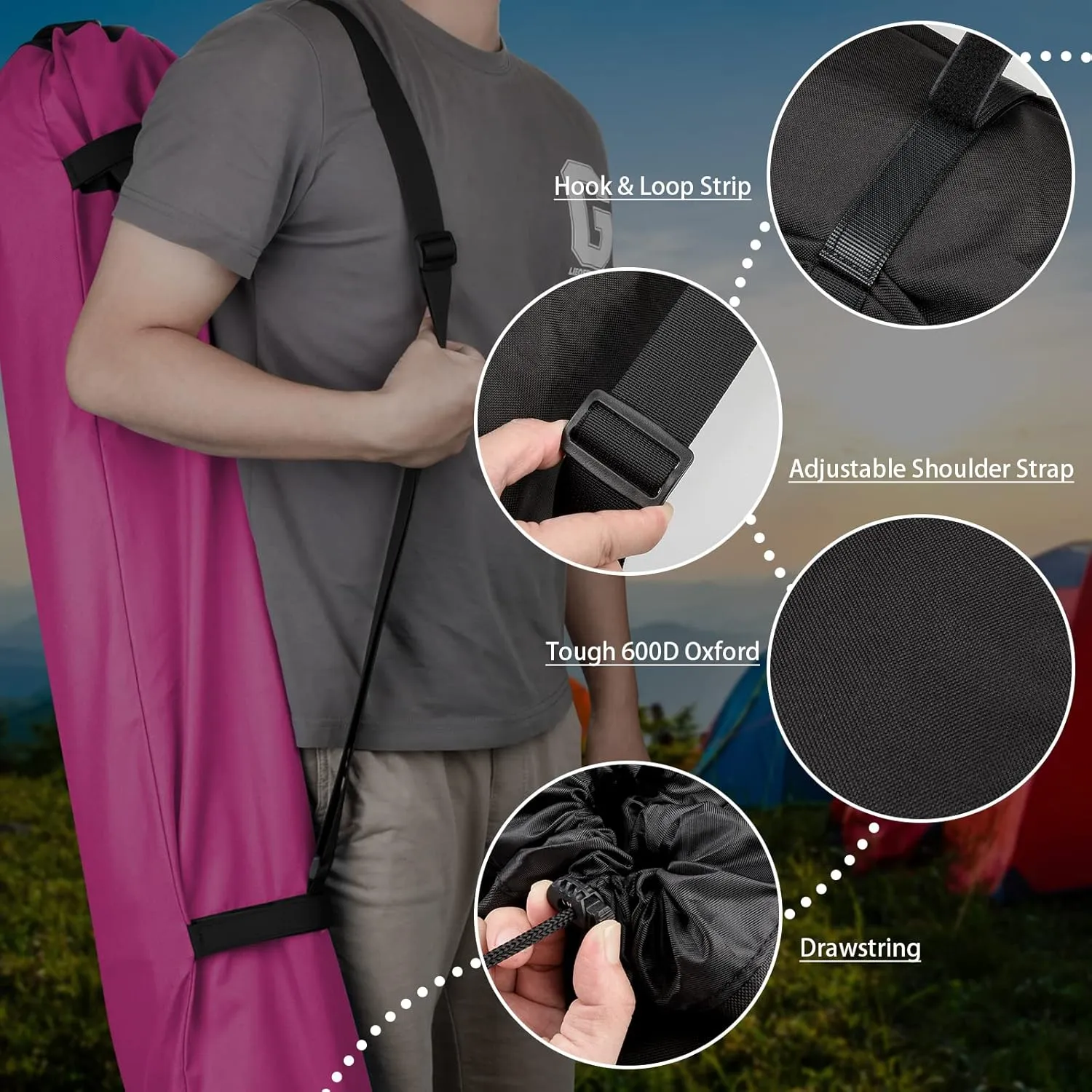 Xxerciz Foldable Camp Chair Replacement Bag with Shoulder Strap for Outdoor Camping, Travel Carrying Cover Heavy Duty Large Storage Folding Chair Bag (Chair is not included)