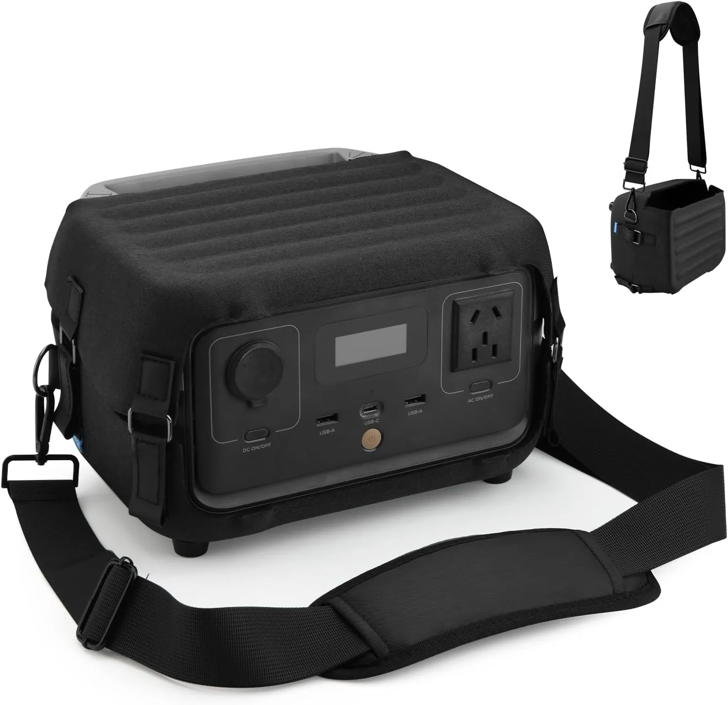 Xxerciz Travel Case Compatible with ECOFLOW River 2 Portable Power Station, Outdoor Hard Protective Shock Cover with Adjustable Shoulder Strap, Easy to Carry for Camping Fishing RV (Only Cover)