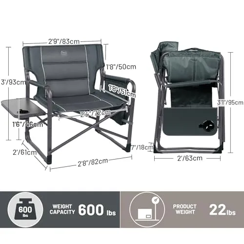 XXL Upgraded Oversized Directors Chairs with Foldable Side Table