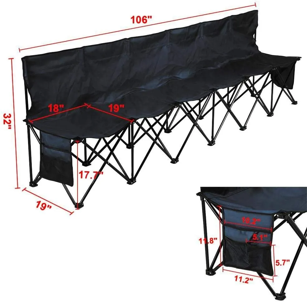 Yaheetech Foldable Sideline Bench 600D Oxford Double Layer Fabric