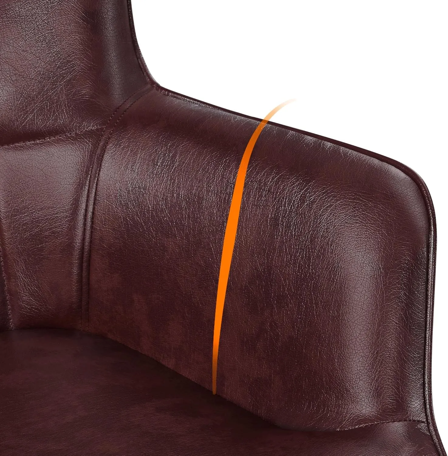 Yaheetech Living Room Chair Contemporary Faux Leather Chair Biscuit Tufted Accent Chair with Tapered Legs and Armrests for Living Room Bedroom, Chestnut Brown
