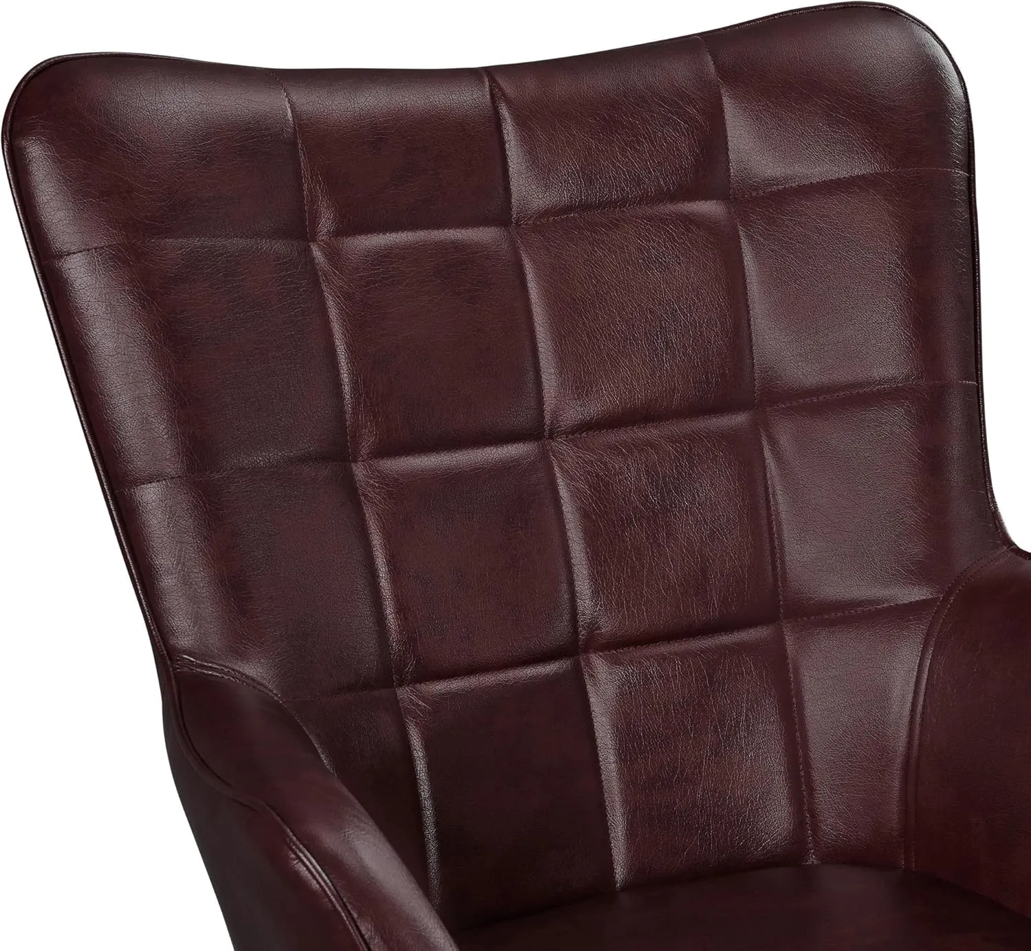 Yaheetech Living Room Chair Contemporary Faux Leather Chair Biscuit Tufted Accent Chair with Tapered Legs and Armrests for Living Room Bedroom, Chestnut Brown