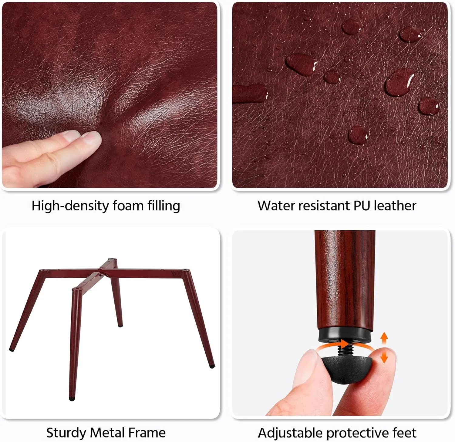 Yaheetech Living Room Chair Contemporary Faux Leather Chair Biscuit Tufted Accent Chair with Tapered Legs and Armrests for Living Room Bedroom, Chestnut Brown
