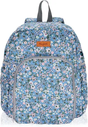Yarn Storage Organizer Knitting Bag Backpack Large size with Grommets Portable Crochet Bag Yarn Keeper for Yarn Skeins， Crochet Hooks, Knitting Needles and Other Accessories (Flower-Blue)