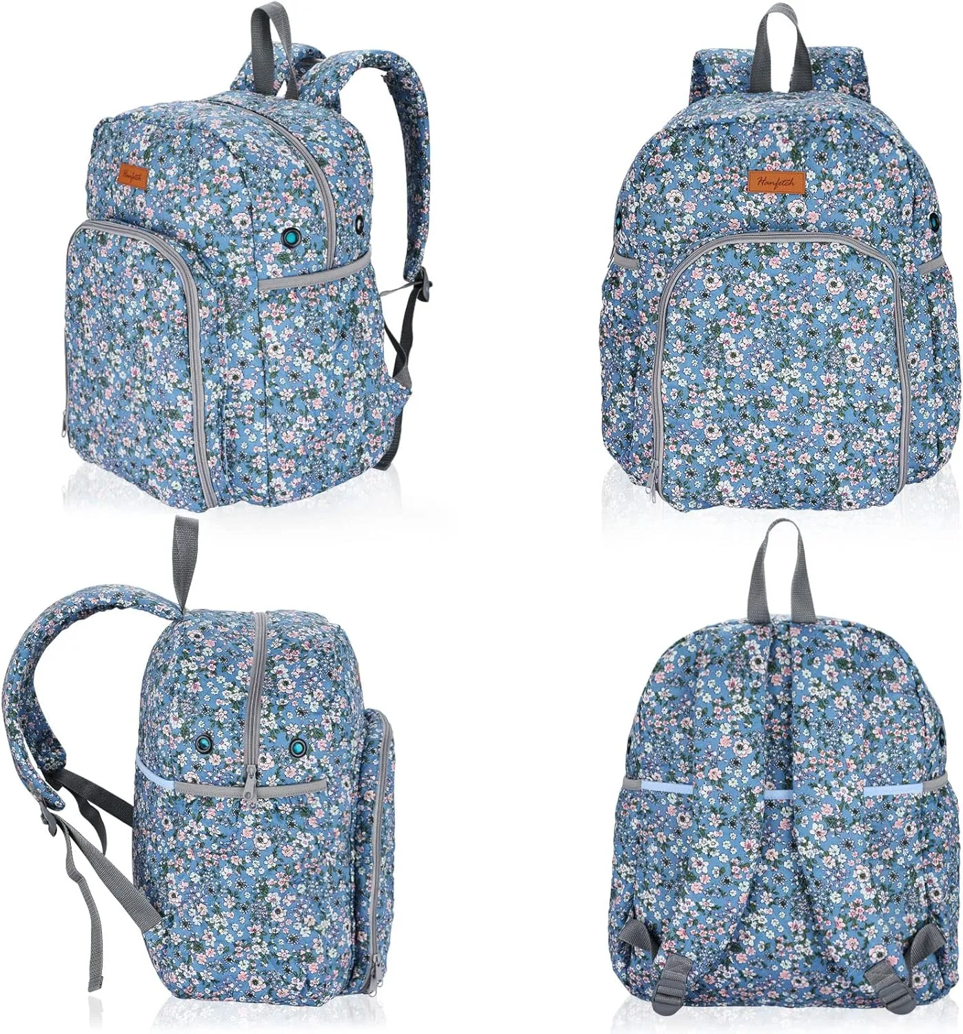 Yarn Storage Organizer Knitting Bag Backpack Large size with Grommets Portable Crochet Bag Yarn Keeper for Yarn Skeins， Crochet Hooks, Knitting Needles and Other Accessories (Flower-Blue)