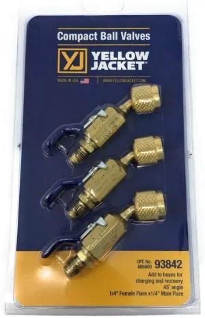 Yellow Jacket 93842, 45 Degree Compact Ball Valve (3 pcs)