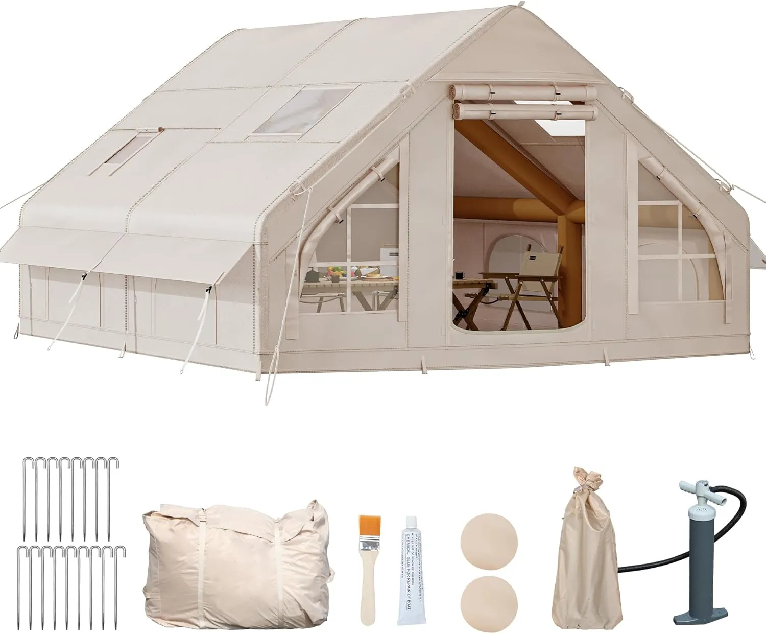 YITAHOME Inflatable Camping Tent for 4/6/8 People, Extra Large Inflatable House Tents with Pump, Easy Setup Waterproof Blow Up Tent with Explosion Proof Valve for Camping Hiking Backpacking