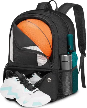 YOREPEK Basketball Backpack, Lightweight Basketball Bag with Ball Holder & Shoes Compartment, Sports Backpack Training Equipment Fit Soccer Volleyball Football