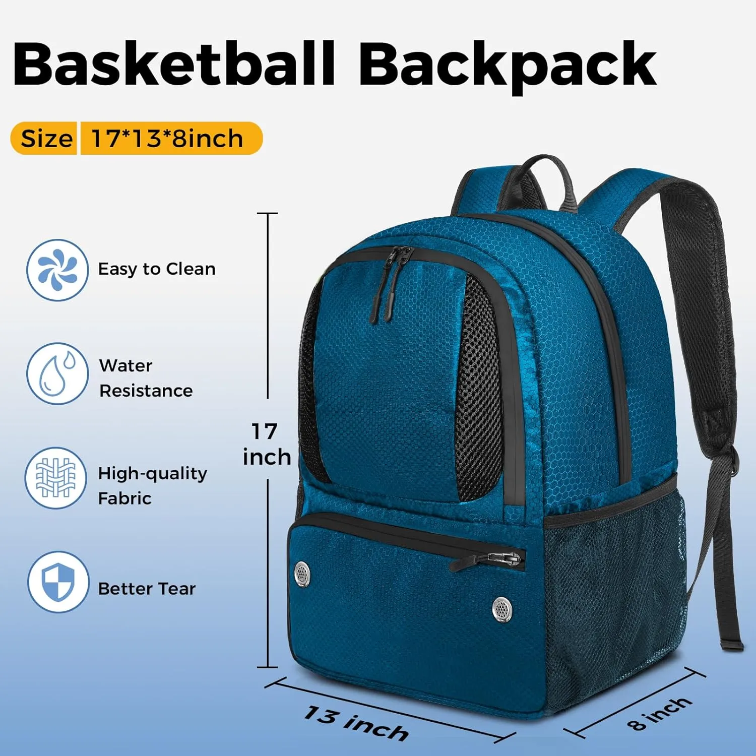 YOREPEK Basketball Backpack, Lightweight Basketball Bag with Ball Holder & Shoes Compartment, Sports Backpack Training Equipment Fit Soccer Volleyball Football