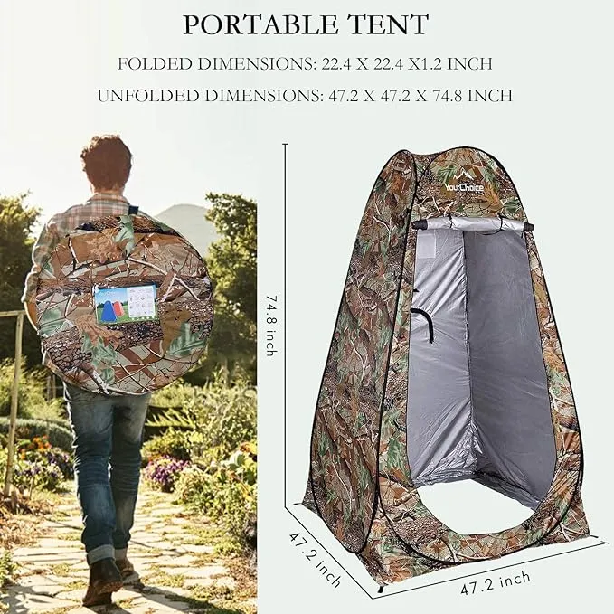 Your Choice Privacy Tent - Pop Up Shower Changing Toilet Tent Portable Camping Privacy Shelters Room 6.2 FT Tall with Carrying Bag for Outdoors Indoors