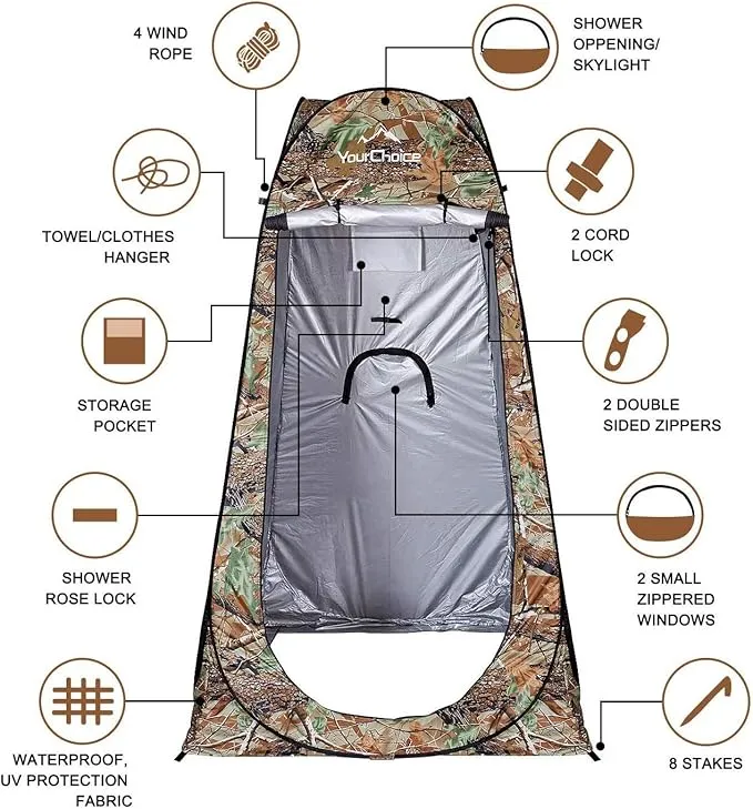 Your Choice Privacy Tent - Pop Up Shower Changing Toilet Tent Portable Camping Privacy Shelters Room 6.2 FT Tall with Carrying Bag for Outdoors Indoors