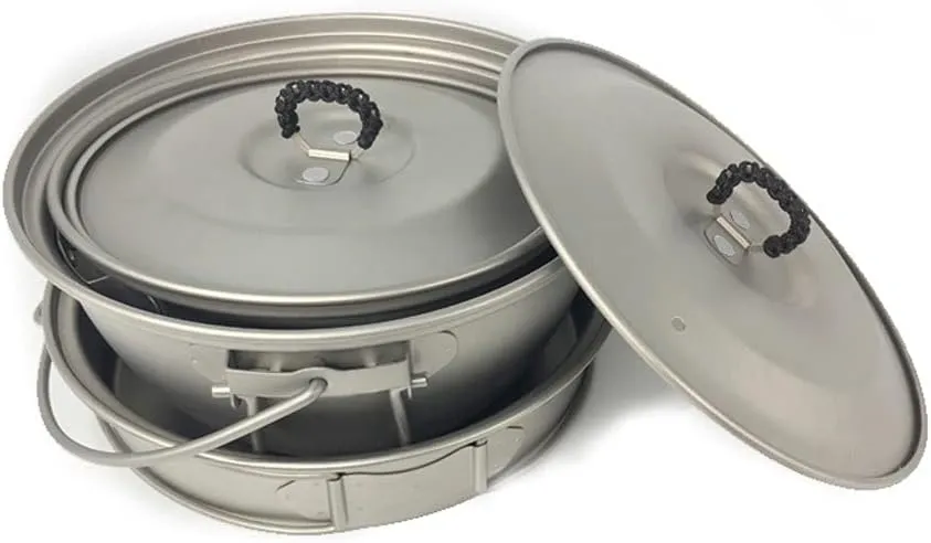 YYDS Outdoor Camping Camping Cookware Kit Outdoor Camping Pot Pan Camping Cooker Pure Titanium Frying Pan Lightweight Hanging Pot Outdoors Kitchen Adventures Picnics