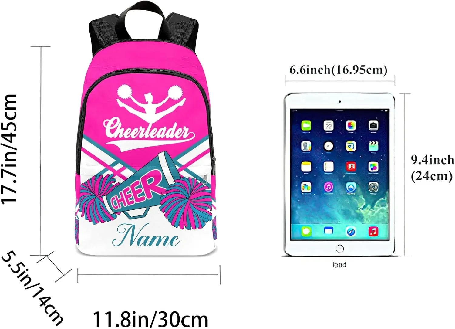 zaaprintblanket Personalized Cheerleader Cheer Rose Purple Backpack Casual Daypack Bag for Man Woman