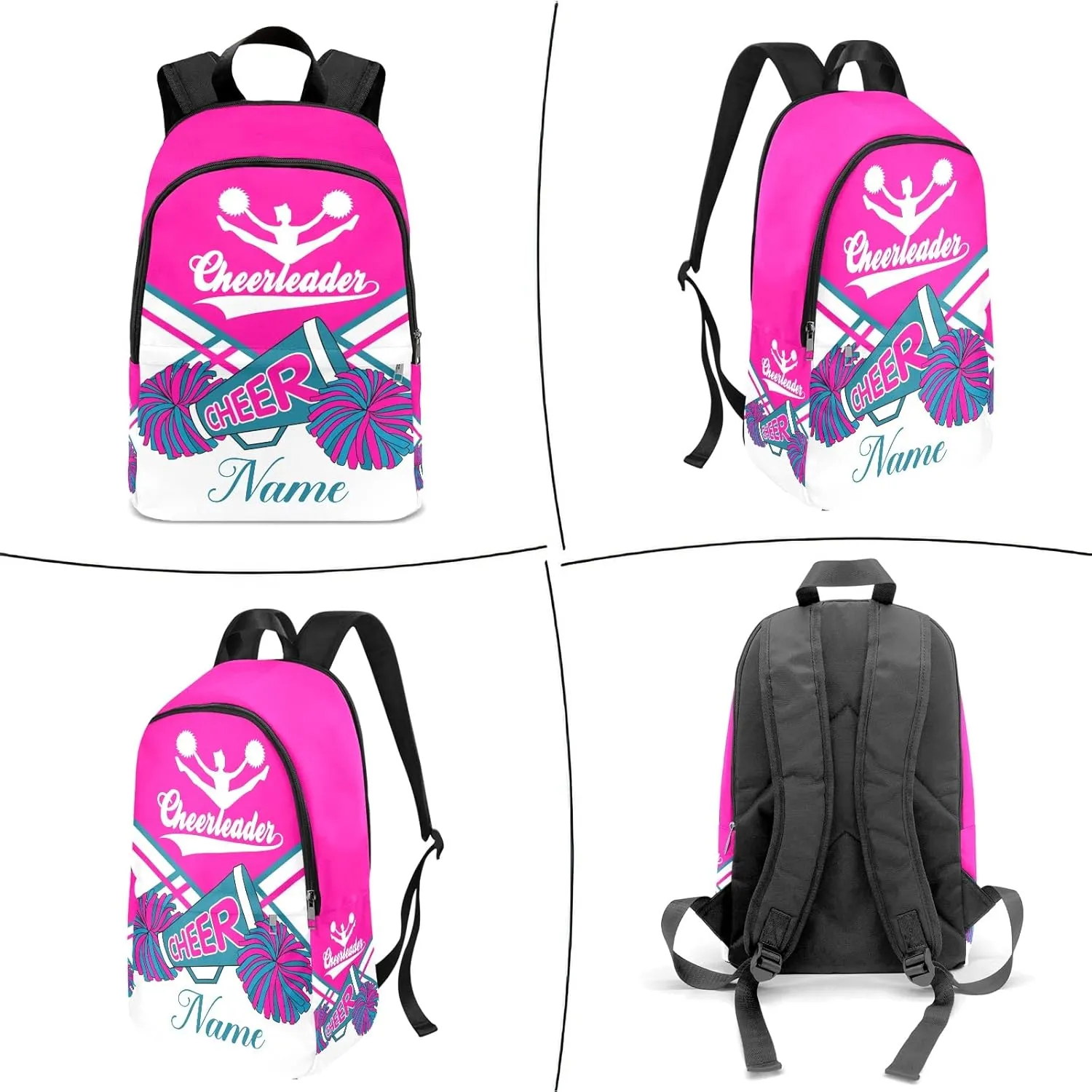 zaaprintblanket Personalized Cheerleader Cheer Rose Purple Backpack Casual Daypack Bag for Man Woman