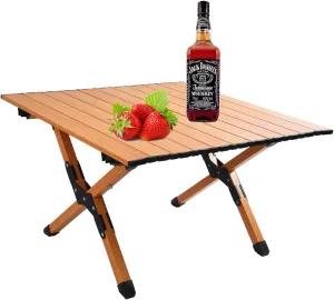 ZeHuoGe Folding Camping Table, Lightweight Roll-Up Table Aluminum Low Portable Picnic Table for Outdoor, Beach, Picnic, Backyards
