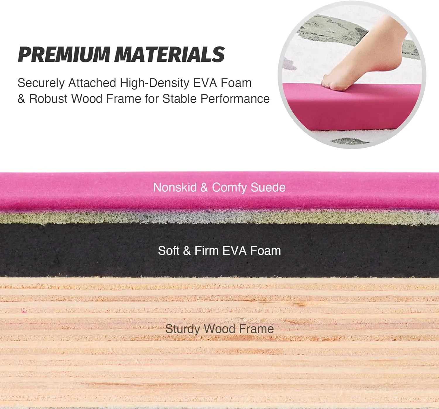 ZELUS 8' Folding Gymnastics Balance Beam, Floor Balance Beam w/Carry Handles Anti-Slip Base for Kids, Beginners & Professional Gymnasts