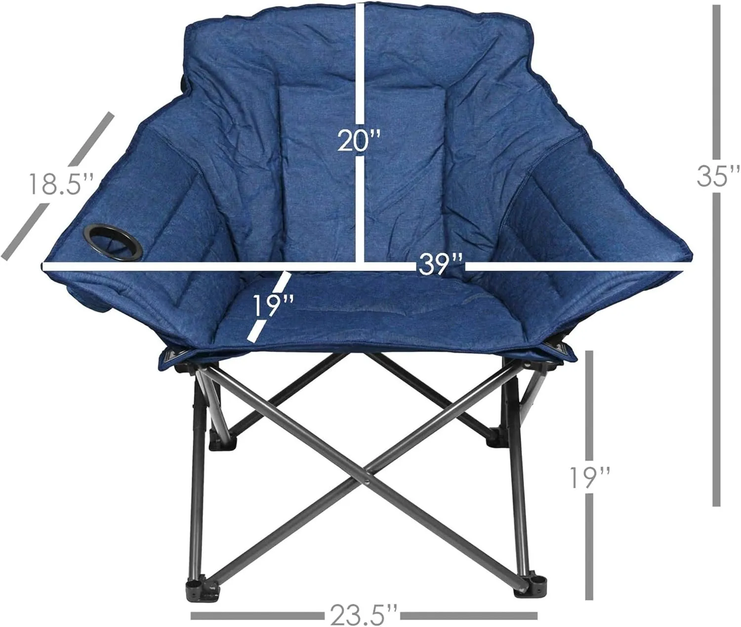 Zenithen Limited Foldable Portable Guidesman Padded Folding Chair, Perfect for Camping, Outdoor Sporting Events, Patio Furniture and Campires, Navy Blue (Pack of 1)