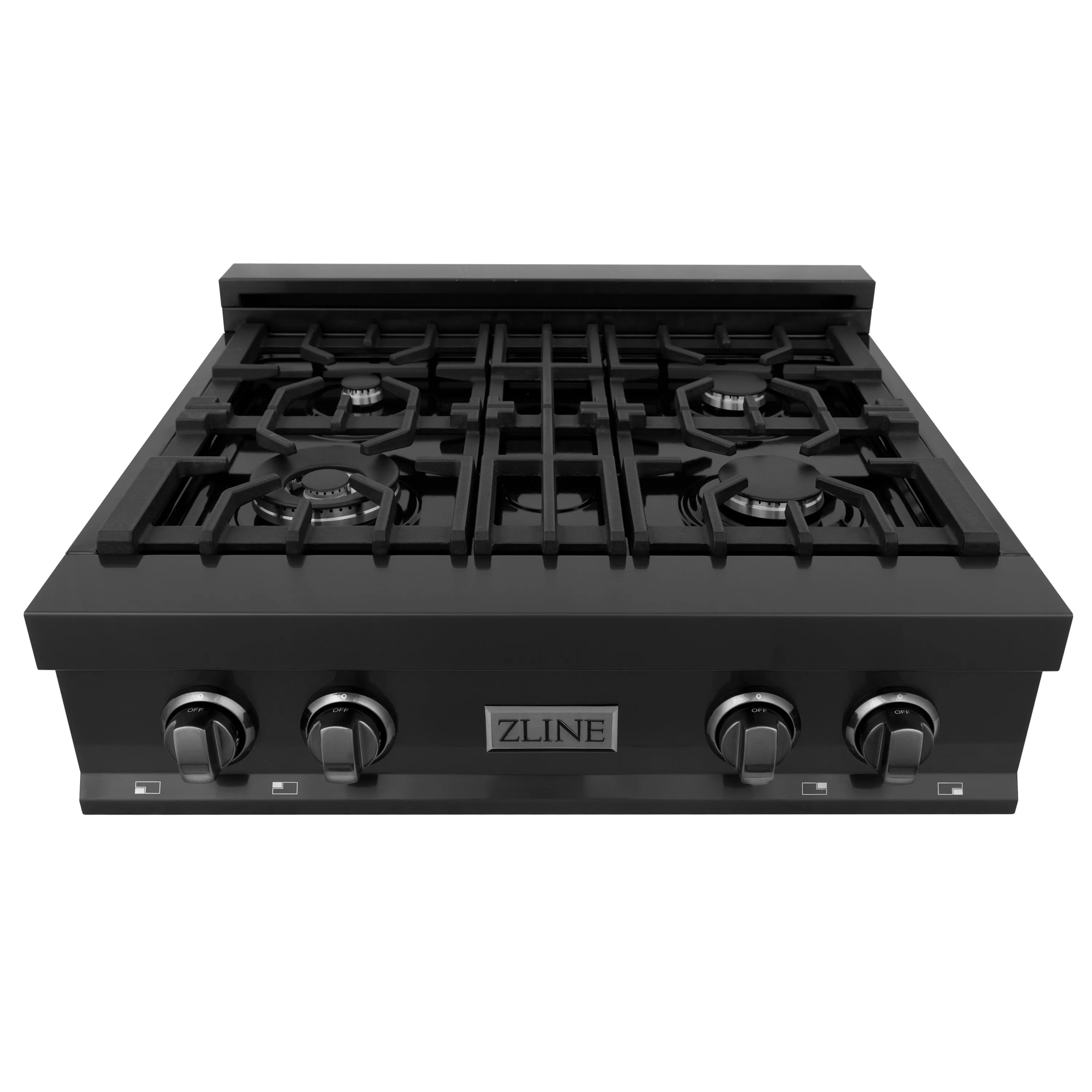 ZLINE Appliance Package - 30" Rangetop, Over The Range Convection Microwave With Modern Handle In Black Stainless Steel, 2KP-RTBOTR30