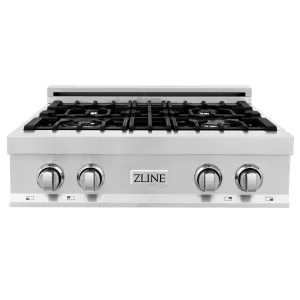 ZLINE Appliance Package - 30" Rangetop, Over The Range Convection Microwave With Modern Handle In Stainless Steel, 2KP-RTOTR30