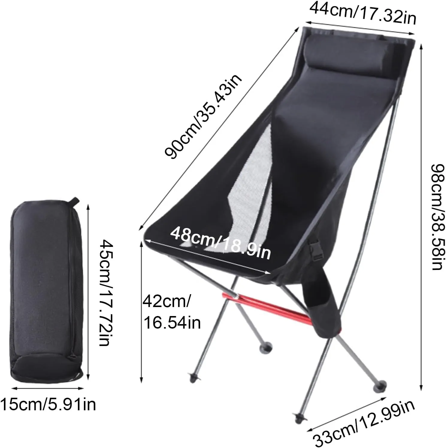 ZTGL D(2ps), Portable Beach Chair, Lightweight Collapsible Camping Chairs for Adults, Comfortable High Back Chairs, Ultralight Hiking Chair, Sunbathing Lounge Chairs