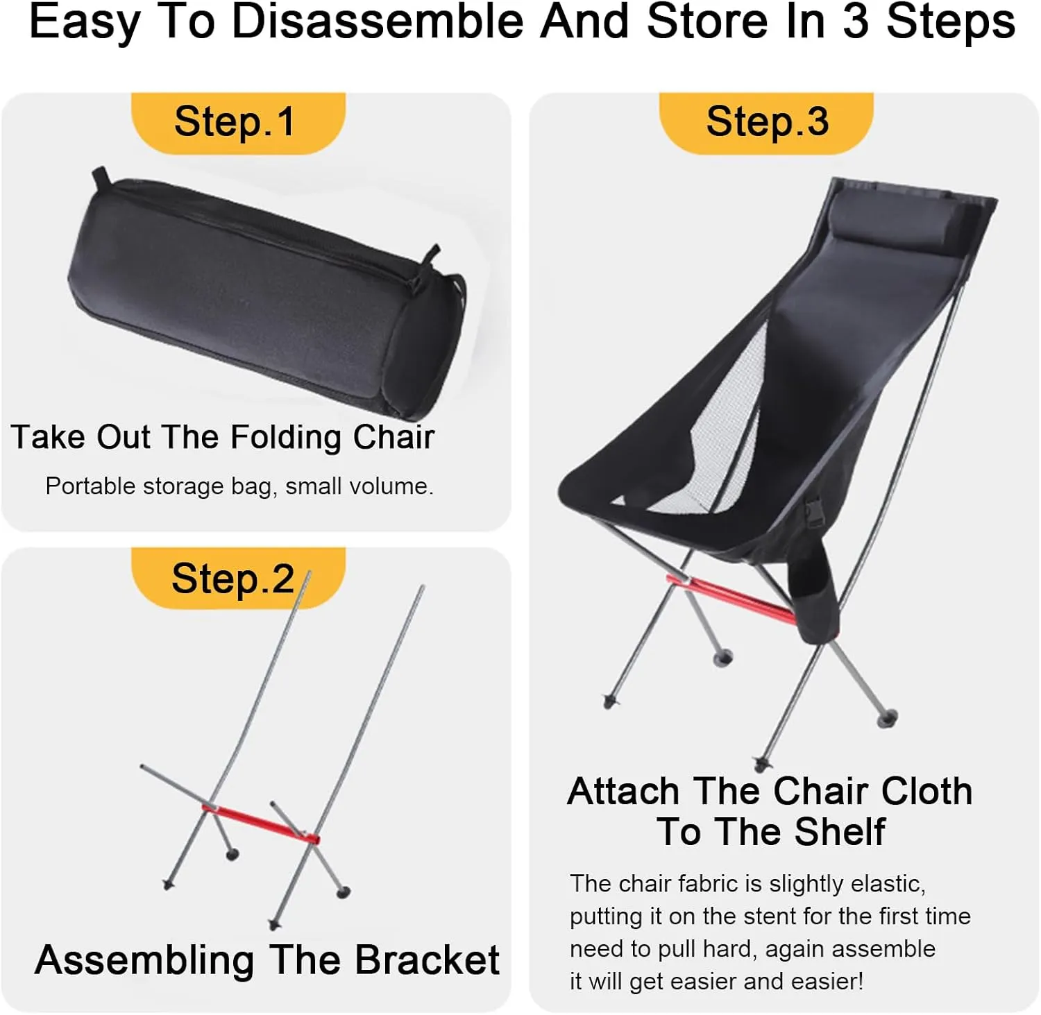 ZTGL D(2ps), Portable Beach Chair, Lightweight Collapsible Camping Chairs for Adults, Comfortable High Back Chairs, Ultralight Hiking Chair, Sunbathing Lounge Chairs